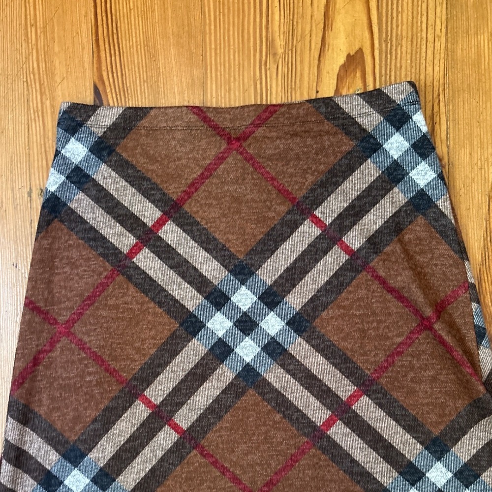 New York Clothing Co Plaid Skirt Women Brown A-Line Midi Vintage Style SIZE L - Picture 2 of 5